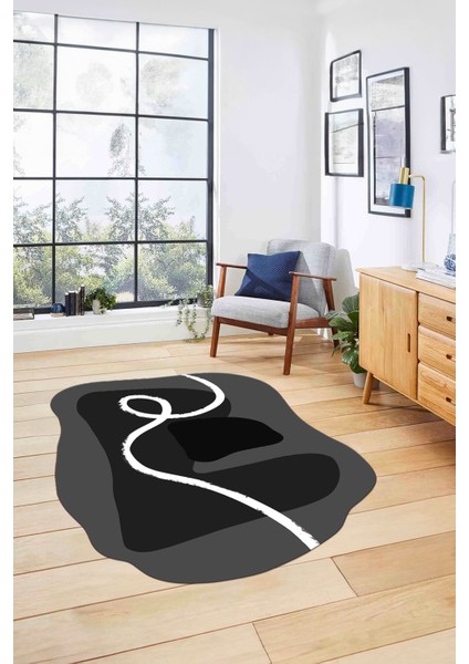 Dijital Lazer Kesim Sade Modern Yıkanabilir Kaymaz Yolluk Mutfak Salon Halısı, Lazer-45-Gri, fırsatları