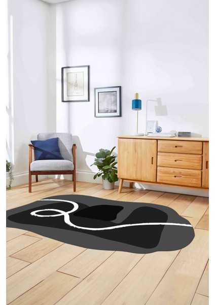 Dijital Lazer Kesim Sade Modern Yıkanabilir Kaymaz Yolluk Mutfak Salon Halısı, Lazer-45-Gri, indirimleri