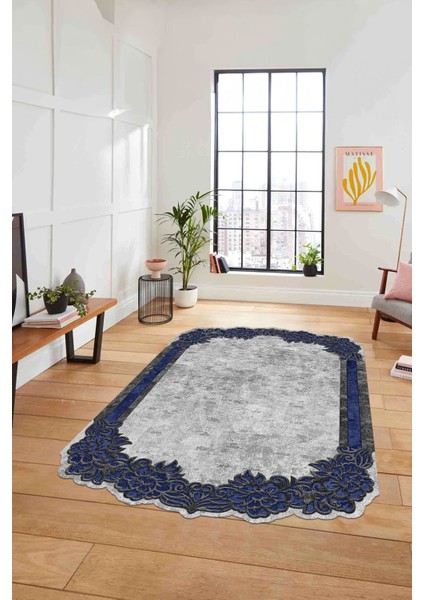 Dijital Lazer Kesim Akrilik Model Yıkanabilir Kaymaz Yolluk Mutfak Salon Halısı, Lazer-37-Lacivert, modelleri