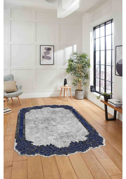 Dijital Lazer Kesim Akrilik Model Yıkanabilir Kaymaz Yolluk Mutfak Salon Halısı, Lazer-37-Lacivert, fırsatları