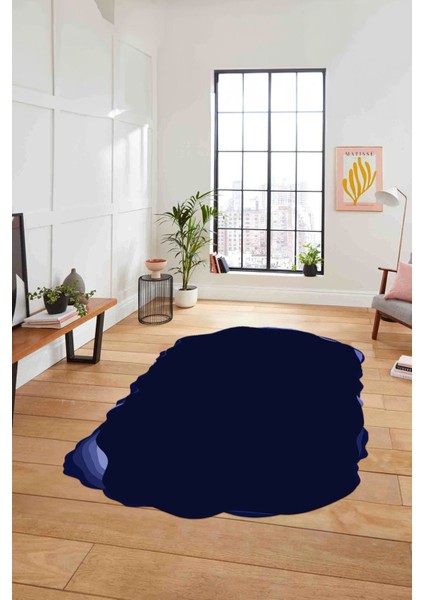 Dijital Lazer Kesim Sade Model Yıkanabilir Kaymaz Yolluk Mutfak Salon Halısı, Lazer-38-Lacivert, modelleri