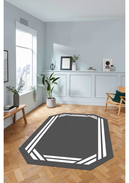 Dijital Lazer Kesim Kesik Çizgili Yıkanabilir Kaymaz Yolluk Mutfak Salon Halısı, Lazer-48-Antrasit, fırsatları