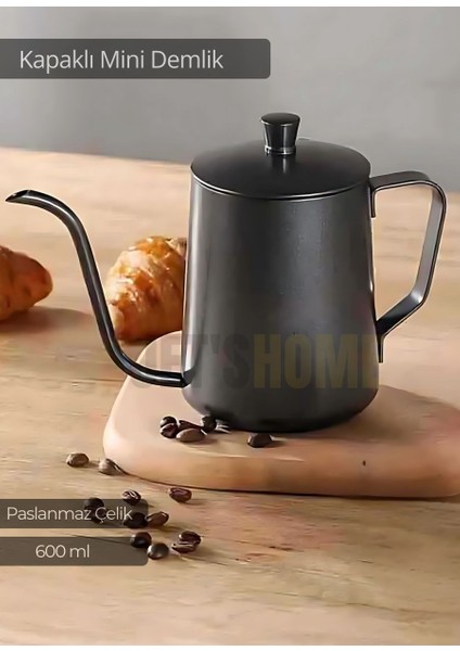 Kapaklı Demlik Paslanmaz Kahve Demliği Indüksiyon Uyumlu Çelik Demlik 600 ml fiyatları