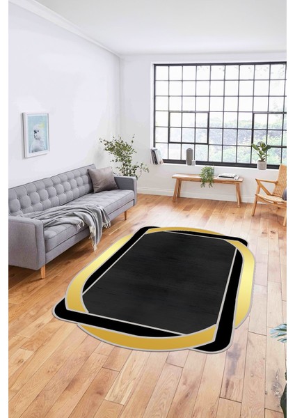 Dijital Lazer Kesim Kenar Geçişli Yıkanabilir Kaymaz Yolluk Mutfak Salon Halısı, Lazer-47-Gold, modelleri