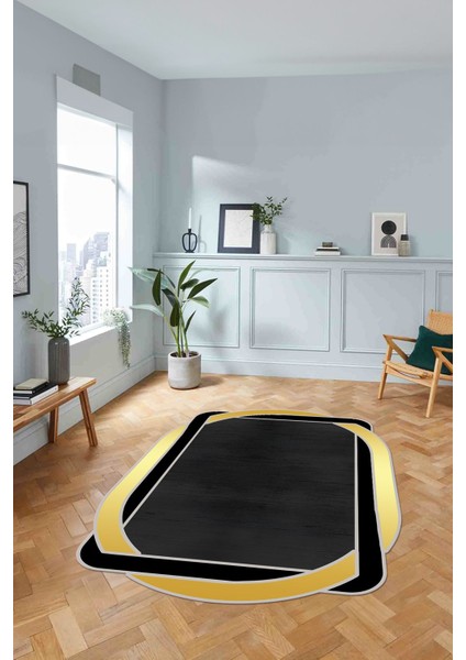 Dijital Lazer Kesim Kenar Geçişli Yıkanabilir Kaymaz Yolluk Mutfak Salon Halısı, Lazer-47-Gold, fırsatları