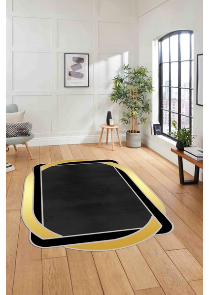 Dijital Lazer Kesim Kenar Geçişli Yıkanabilir Kaymaz Yolluk Mutfak Salon Halısı, Lazer-47-Gold, indirimleri