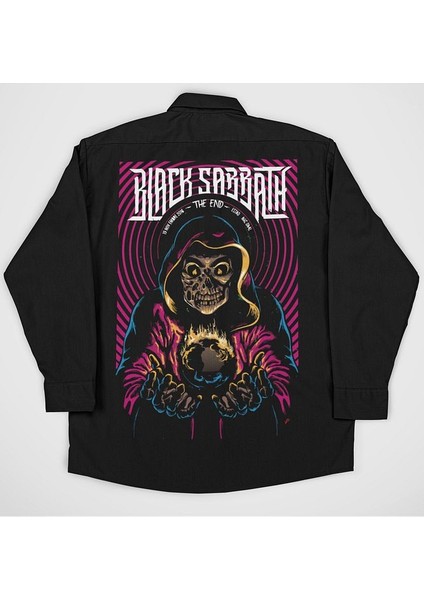 Black Sabbath The End Yazılı Müzik Grubu Baskılı Rock Metal Cepli Gömlek