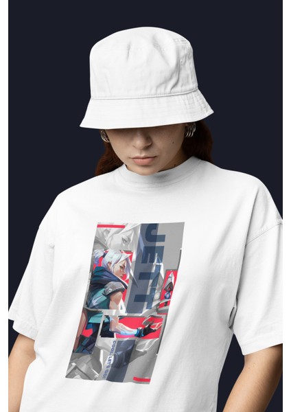 Valorant Jett Entry Karakter Baskılı Unisex Tişört, Oversize Tişört fiyatları