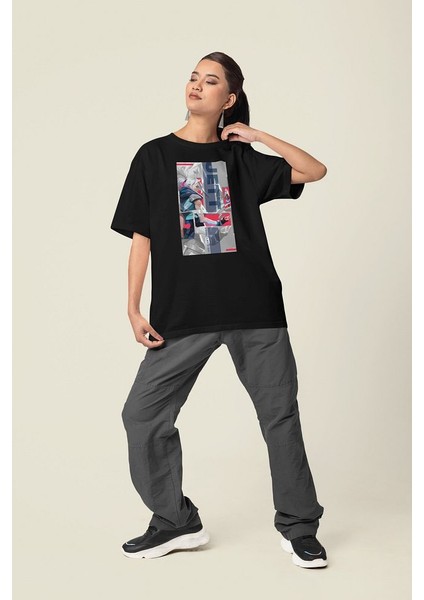Valorant Jett Entry Karakter Baskılı Unisex Tişört, Oversize Tişört