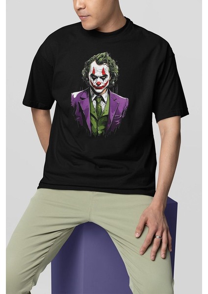 Joker Baskılı Oversize Tişört, Unisex Tişört