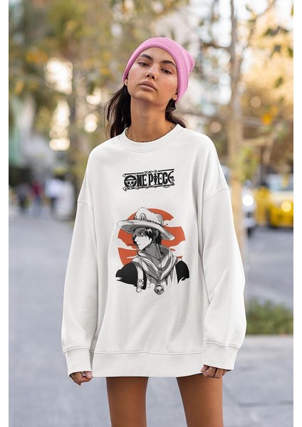 One Piece Baskılı Unisex Oversize Anime Tasarım Sweatshirt
