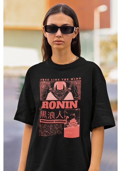 Free Like The Win Samurai Ronin Baskılı Unisex Tişört, Oversize Anime Tişört fiyatları