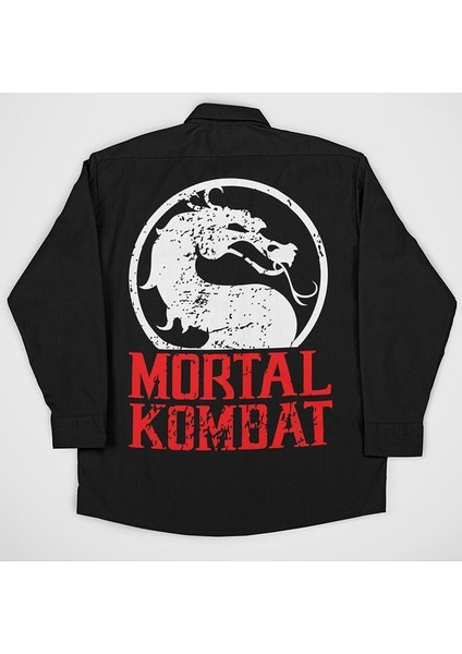 Mortal Kombat Baskılı Oversize Anime Cepli Gömlek