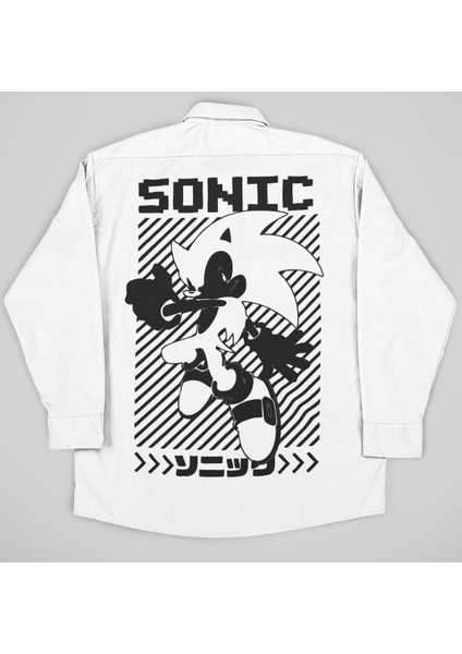 Sonic Baskılı Çizgi Film Cepli Gömlek