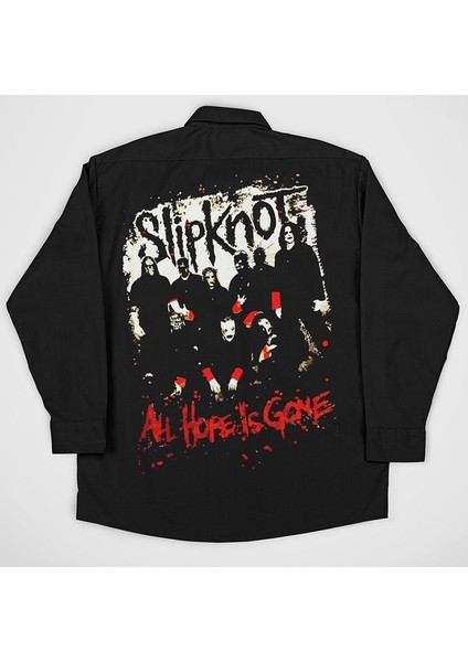 Slipknot Müzik Grubu Baskılı Rock Metal Cepli Gömlek