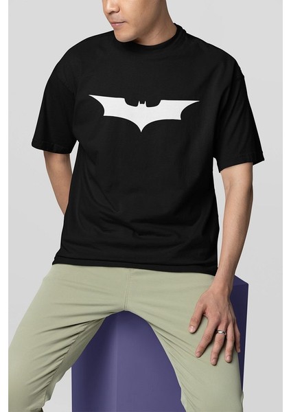 Batman Logo Baskılı Unisex Oversize Tişört