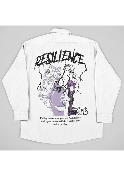 Resilience Yazılı Tasarım Baskılı Cepli Gömlek