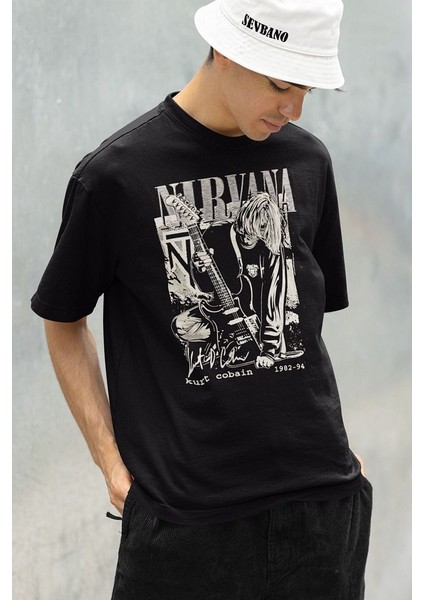 Nirvana Kurt Cobain 1982-94 Baskılı Unisex Oversize Rock Metal Tişört