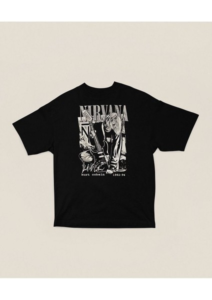 Nirvana Kurt Cobain 1982-94 Baskılı Unisex Oversize Rock Metal Tişört modelleri