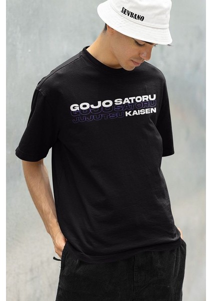 Jujutsu Kaisen Gojo Satoru Baskılı Unisex Oversize Anime Tişört modelleri