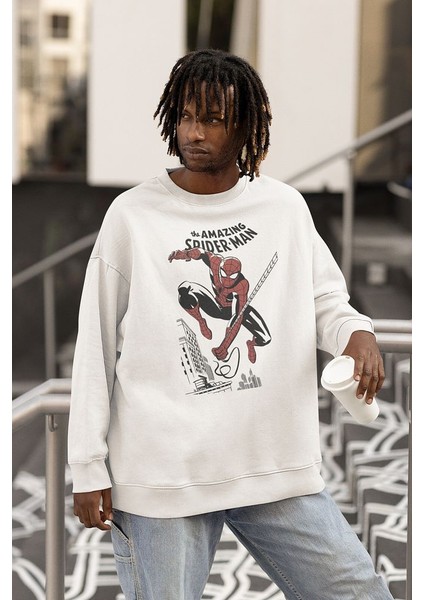 The Amazing Spider-Man Baskılı Unisex Oversize Örümcek Adam Sweatshirt