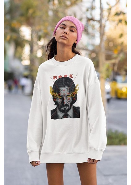 Tasarım John Wick Baskılı Unisex Oversize Film Sweatshirt fiyatları