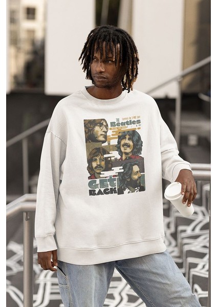 The Beatles Get Back Baskılı Unisex Oversize Müzik Grubu Sweatshirt