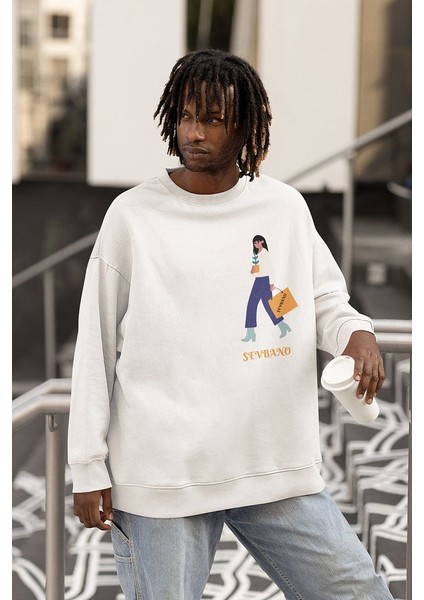 Özel Tasarım Çantalı Kadın Baskılı Unisex Oversize Sweatshirt fiyatları