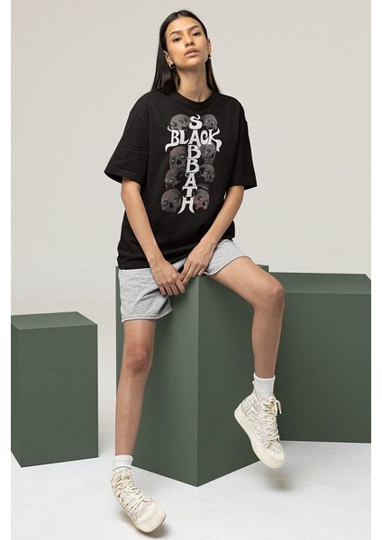 Kuru Kafa Temalı Black Sabbath Unisex Oversize Tişört fiyatları