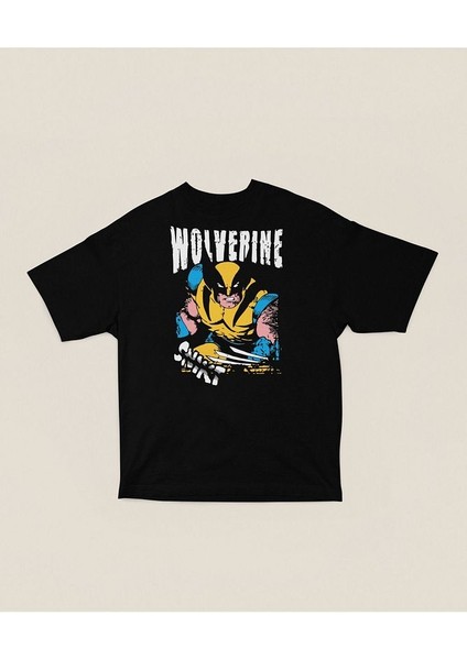 Karakter Wolverine Baskılı Unisex Oversize Tişört