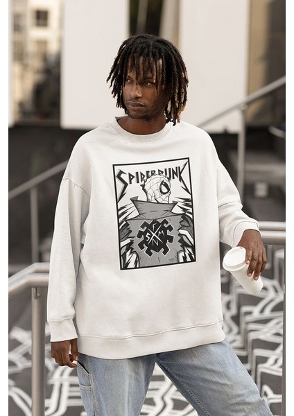Spider-Punk Baskılı Unisex Oversize Örümcek Adam Sweatshirt