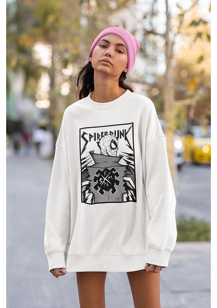 Spider-Punk Baskılı Unisex Oversize Örümcek Adam Sweatshirt fiyatları