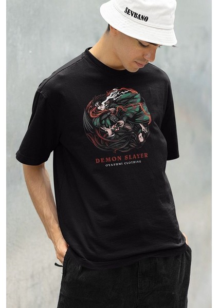 Demon Slayer Oyasumi Clothing Baskılı Unisex Oversize Anime Tişört