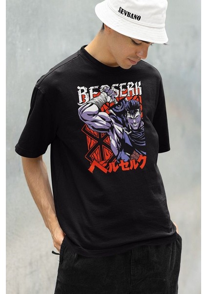 Anime Karakter Berserk Baskılı Unisex Oversize Tişört