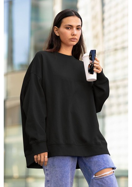 Baskısız Unisex Oversize Basic Sweatshirt