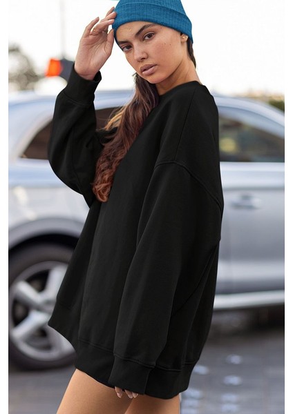 Baskısız Unisex Oversize Basic Sweatshirt
