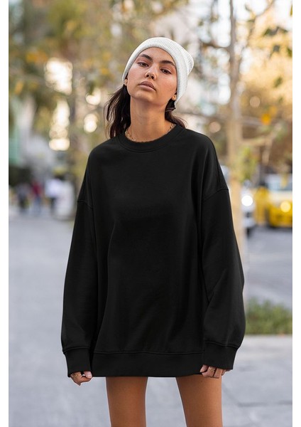 Baskısız Unisex Oversize Basic Sweatshirt