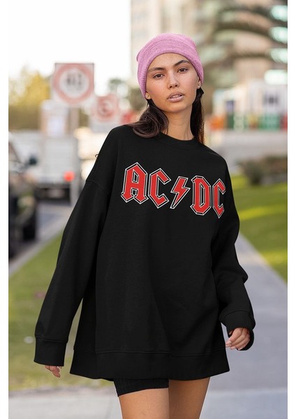 Rock Metal Müzik Grubu Baskılı Unisex Oversize Ac Dc Sweatshirt fiyatları