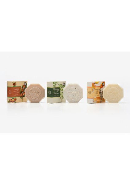 Argan & Çay Ağacı & Keçi Sütü ve Bal Doğal Sabunları 3' Lü Set