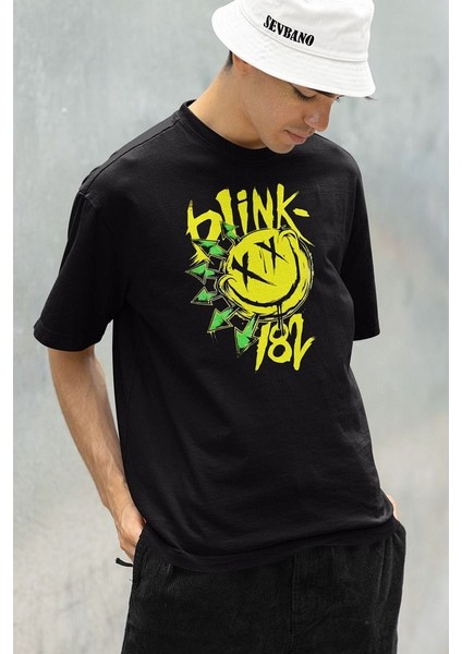 Gülen Surat BLINK-182 Baskılı Unisex Oversize Tişört