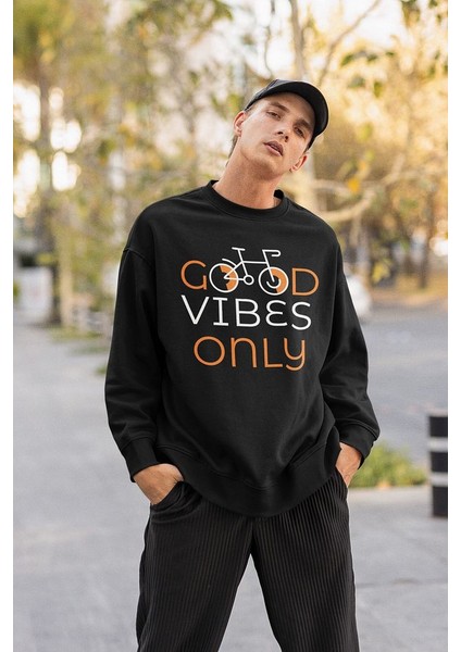 Good Vibes Only Yazılı Unisex Oversize Sweatshirt
