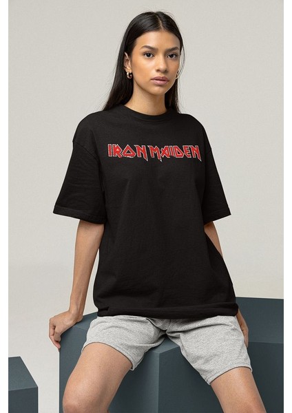 Iron Maiden The Number Of The Beast Baskılı Unisex Oversize Rock Metal Tişört modelleri