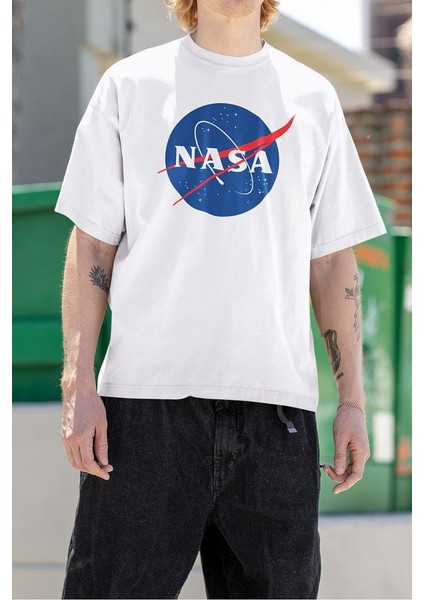 Uzay Nasa Baskılı Unisex Oversize Tişört