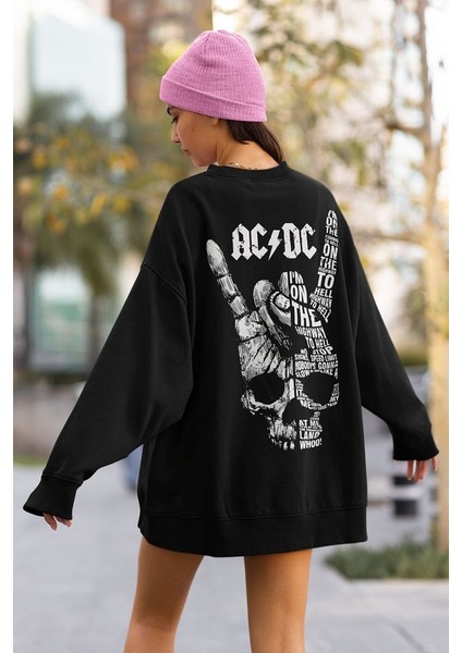 Müzik Grubu Ac Dc Baskılı Unisex Oversize Sweatshirt modelleri