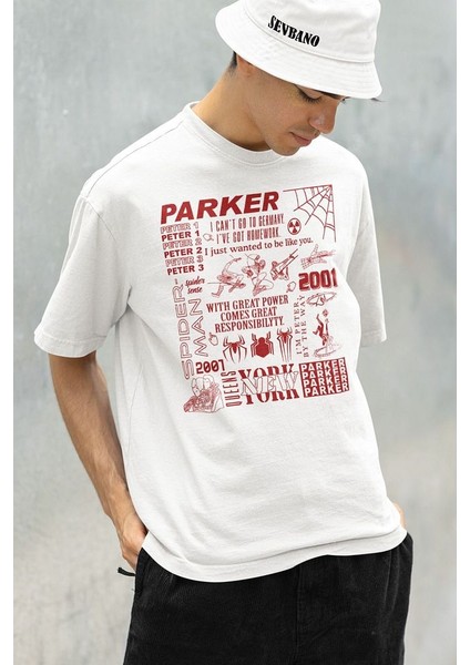 Peter Parker 2001 Spider-Man Baskılı Unisex Oversize Marveel Tişört