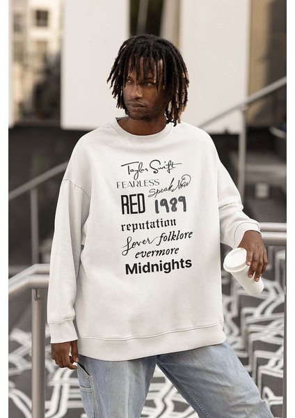 Taylor Swift Albüm Isimleri Baskılı Unisex Oversize Sweatshirt fiyatları