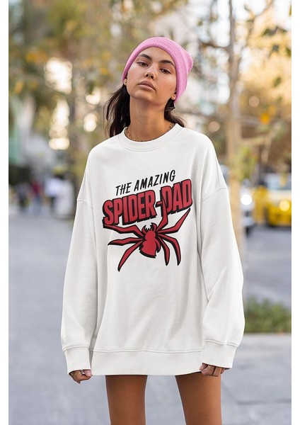 The Amazing Spider-Dad Yazılı Unisex Oversize Örümcek Adam Temalı Sweatshirt