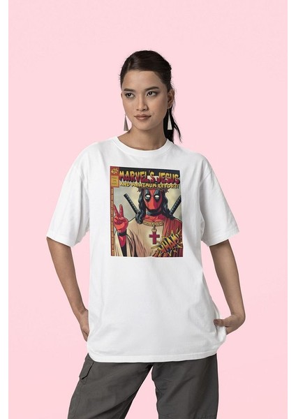 Marvel's Cesuss And Maximum Effort ! Baskılı Unisex Oversize Deadpool Tişört