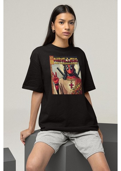 Marvel's Cesuss And Maximum Effort ! Baskılı Unisex Oversize Deadpool Tişört