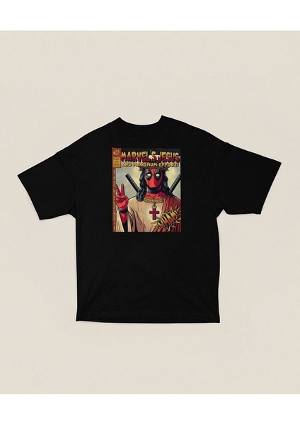 Marvel's Cesuss And Maximum Effort ! Baskılı Unisex Oversize Deadpool Tişört